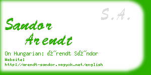 sandor arendt business card